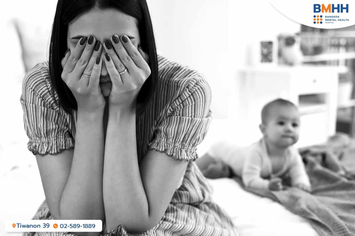 A woman suffering from postnatal depression